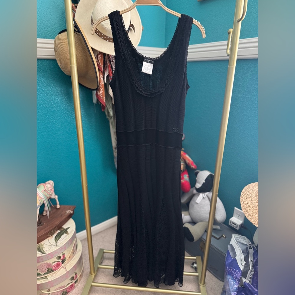 CHANEL Black Lace Maxi Dress